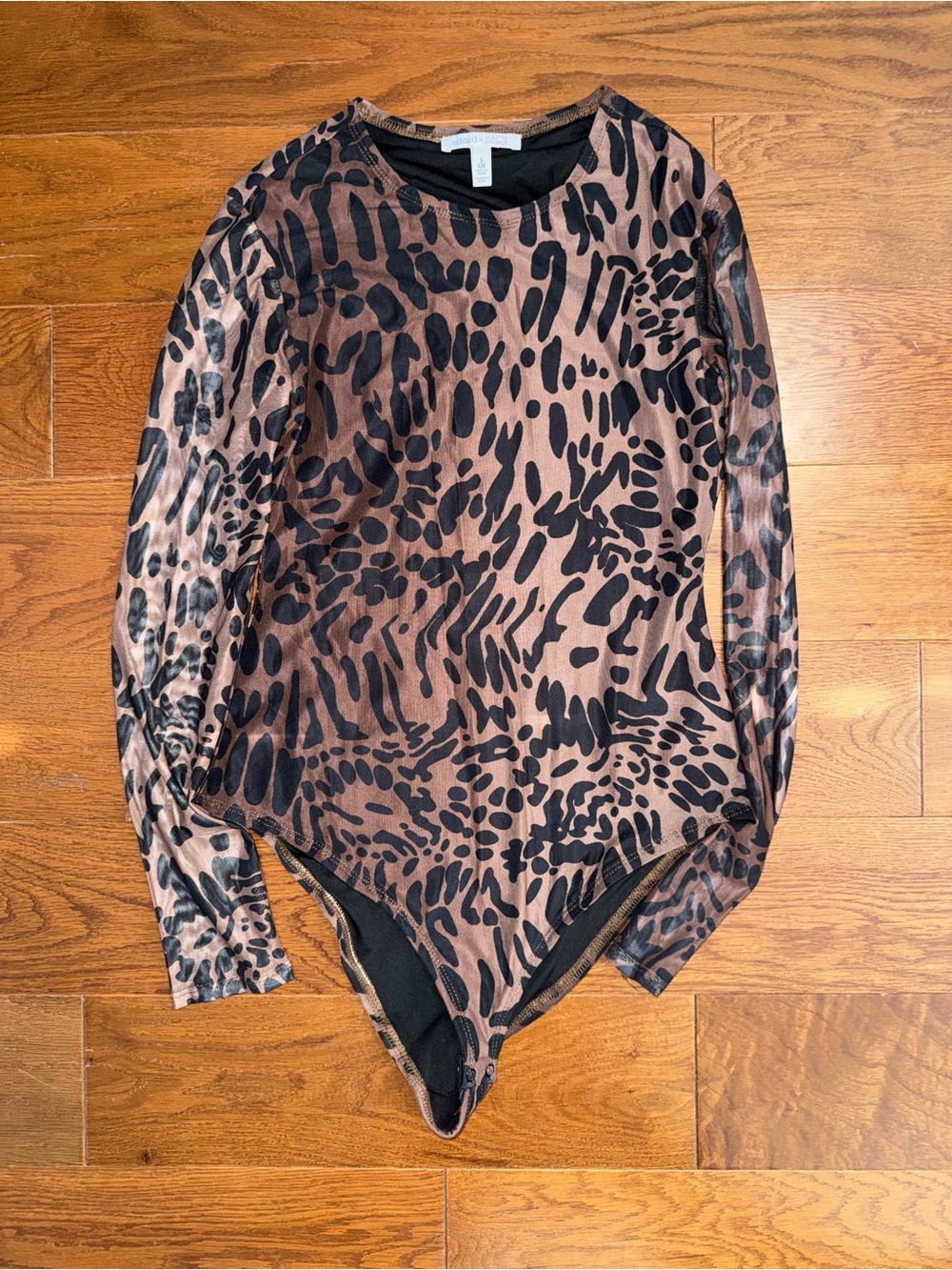 Animal Print Long-Sleeve Bodysuit - Brown/Black